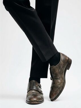 Baldinini Black Leather Double Monk Strap Brogues